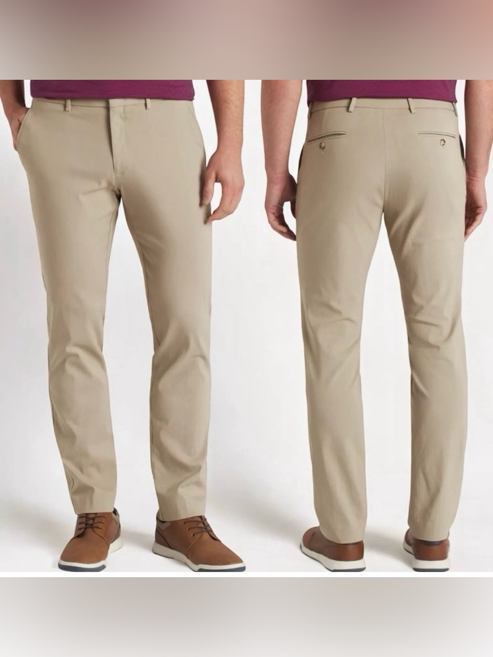 TOMMY HILFIGER Tate Mens Tan Modern-Fit THFlex Stretch Chino Dress Pants - NWT